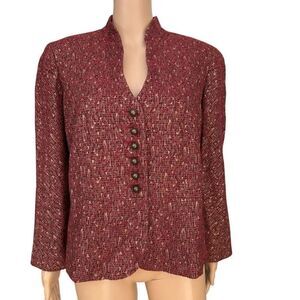 Talbots woman petite vintage Blazer Jacket Tweed Wool round Buttons sz 12WP NWT